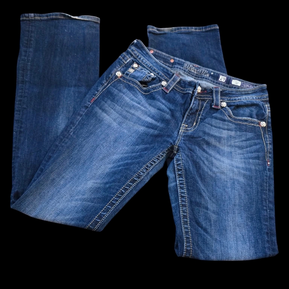 Miss Me Dark Blue Boot Cut Jeans with Pocket Embroidery - Picture 2 of 3